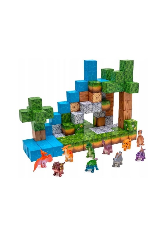 Knick Knack Magnetic World Building Blocks Set | Mini Themed Magnetic Cubes for Kids Ages 3 and Up (114 Pieces) - Image 2